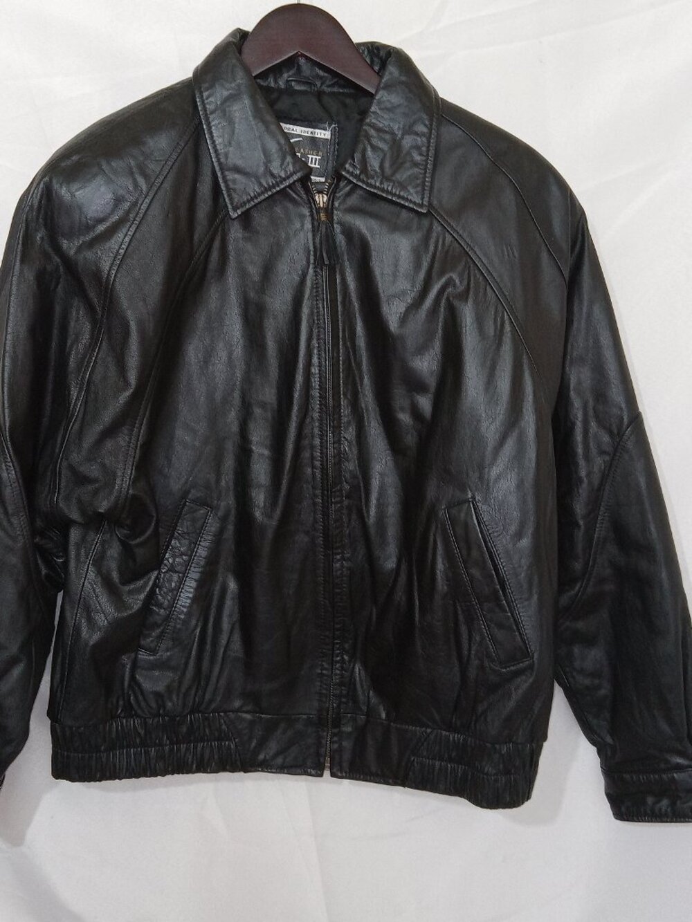 Vintage G-III Global Identity Leather Bomber Jacket Men's L Black Moto